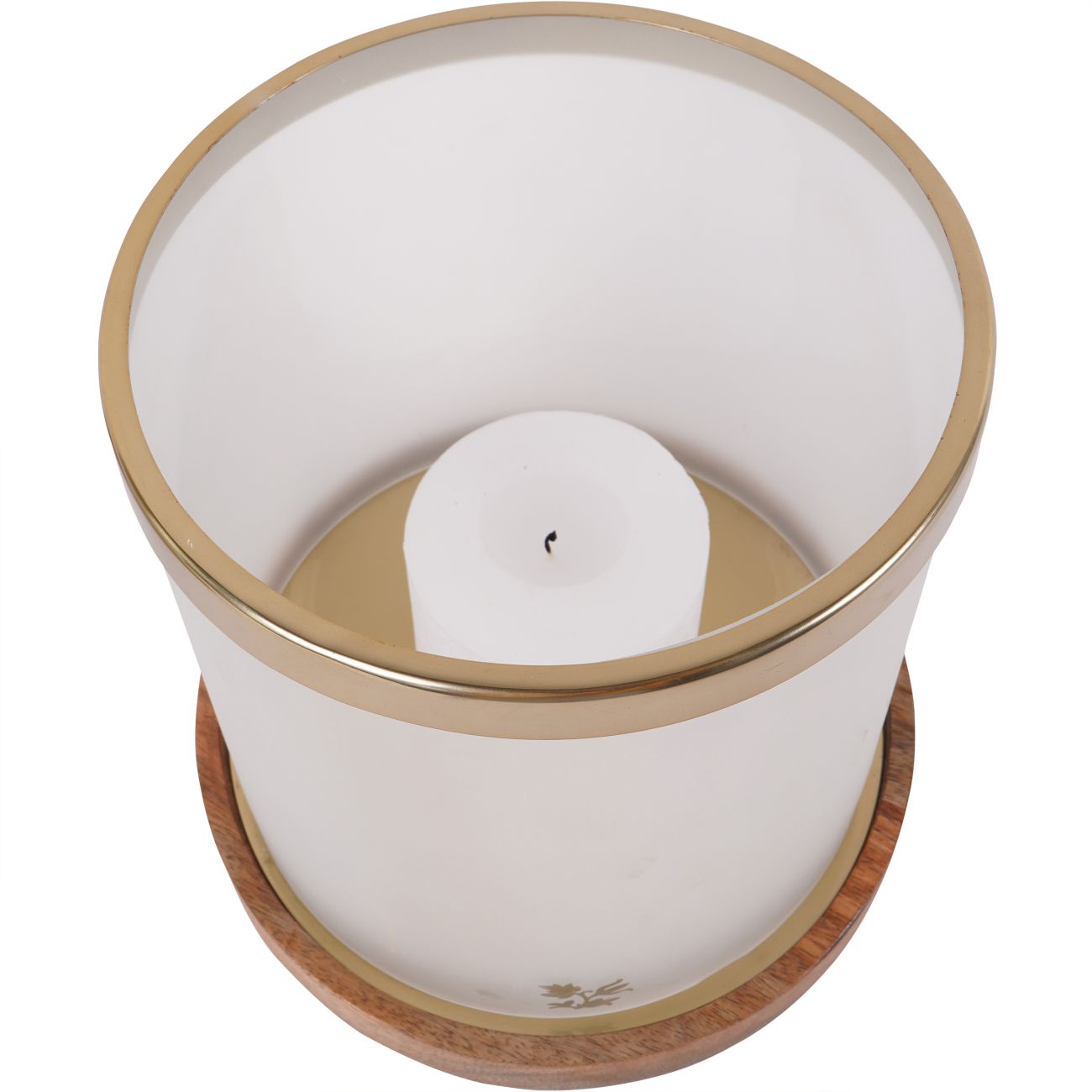 Laura Ashley Gold & Frosted Glass Hurricane Candle Holder